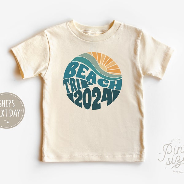 Beach Trip 2024 Toddler Shirt - Retro Summer Kids Tee - Cute Vacation Natural Shirt