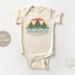 God Is Good Baby Onesie® - Retro Religious Bodysuit - Vintage Natural Onesie®