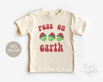 Peace On Earth Toddler Shirt - Funny Christmas Kids Shirt - Retro Natural Holiday Toddler Tee