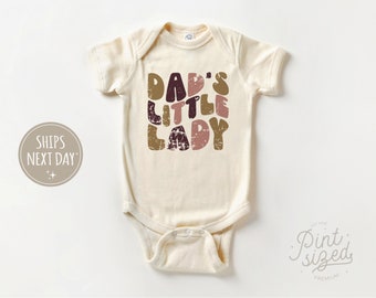 Dad's Little Lady Onesie® - Retro Girls Bodysuit - Cute Daddy's Girl Natural Onesie®