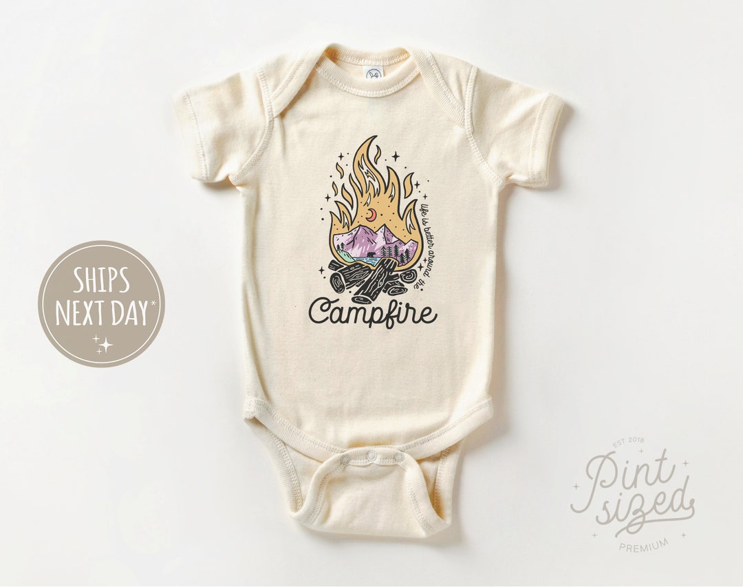 Camp Fire Baby Onesie® Retro Camping Bodysuit Camping Natural Baby
