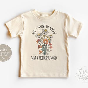 What a Wonderful World Kids Tee - Retro Boho Kids Shirt - Cute Natural Toddler Tee