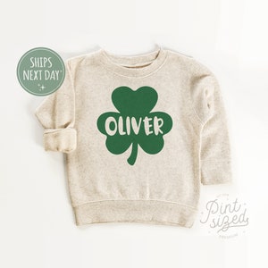 Personalized St Patrick's Day Toddler Sweatshirt - Cute Shamrock Crew Neck -  Custom Irish Boys Pullover