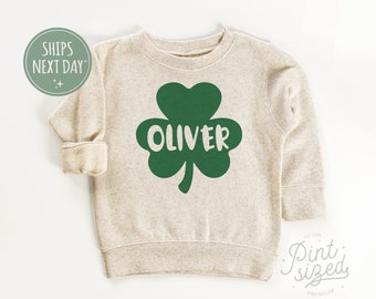 Personalized St Patrick's Day Toddler Sweatshirt - Cute Shamrock Crew Neck -  Custom Irish Boys Pullover