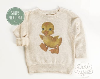 Duckling Toddler Sweatshirt - Vintage Pullover - Cute Natural Kids Crew Neck