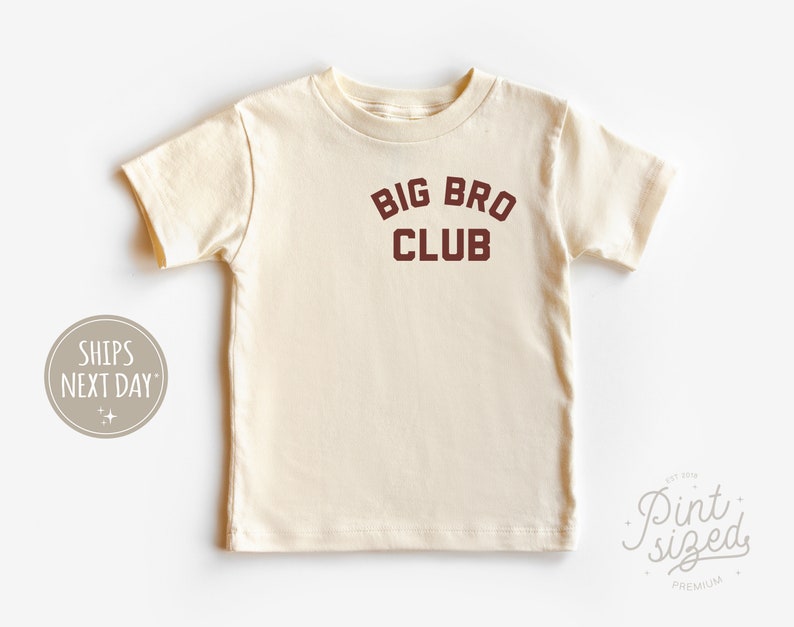 Big Bro Toddler Shirt Big Bro Club Toddler Shirt Cute Vintage Kids Shirt Natural Big Brother Toddler Tee Short Sleeve Natural Shirt