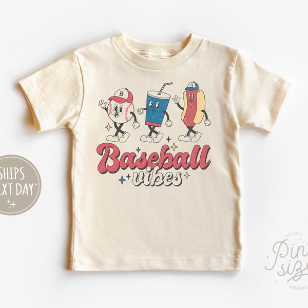 Baseball Vibes Toddler Shirt - Retro Sports Kids Tee - Boys Natural Summer Shirt