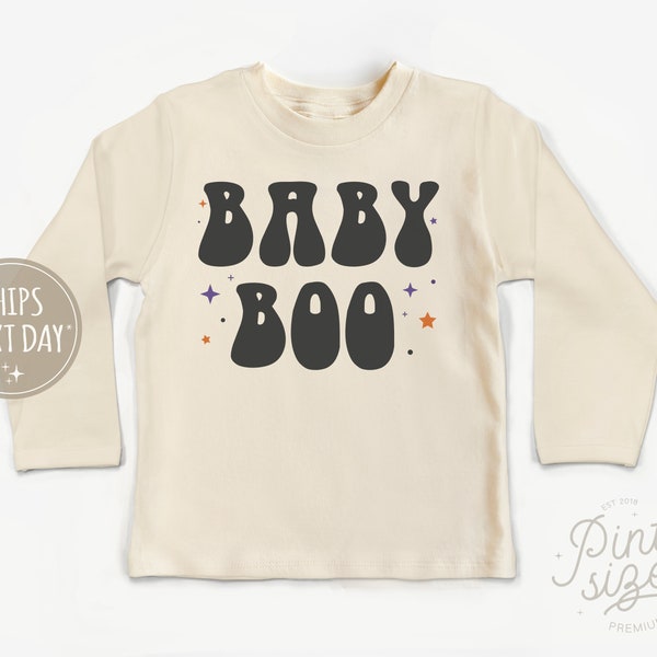 Baby Boo Halloween Toddler Shirt - Cute Retro Kids Shirt - Halloween Natural Toddler Tee