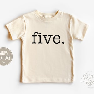 Fifth Birthday Kids Shirt - Vintage Five Year Old Birthday Tee - Unisex Natural Kids Shirt