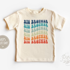 Big Brother Toddler Shirt - Retro Kids Shirt - Sibling Natural Toddler Tee