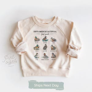 Ducks of North America Toddler Sweatshirt Wild Ducks Tee Shirt Cute Waterfowl Natural Kids Pullover Sweatshirt