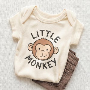 Little Monkey Baby Onesie - Cute Monkey Face Bodysuit for Babies