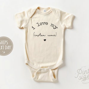 I Love My Custom Baby Onesie® - Cute Vintage Bodysuit - Natural Personalized Onesie®