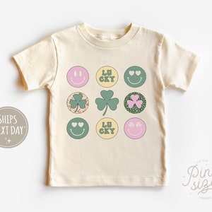 Retro St Patrick's Day Toddler Shirt - Girls St Patrick's Day Kids Shirt - Retro Natural Toddler Tee