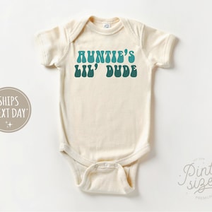 Auntie's Little Dude Baby Onesie® - I Love My Aunt Bodysuit - Retro Natural Onesie®