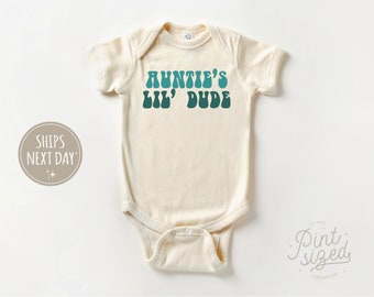 Auntie's Little Dude Baby Onesie® - I Love My Aunt Bodysuit - Retro Natural Onesie®