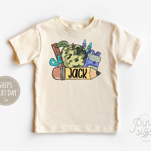 Back to School Boys Name Shirt - Personalized Kids Tee - First Day of School Natural Shirt