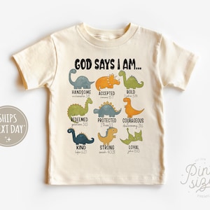 God Says I Am Handsome Tee Shirt - Cute Religious Kids Tee - God Says I Am Strong Tee - Easter Kids Gift