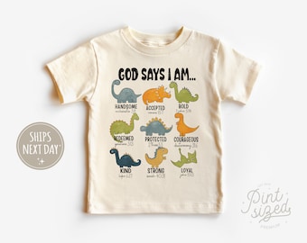 God Says I Am Handsome Tee Shirt - Cute Religious Kids Tee - God Says I Am Strong Tee - Easter Kids Gift