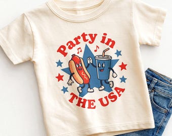 Party in the USA Kids Shirt - Cute Retro 4th of July Toddler Tee