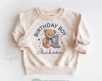 Personalized Boys First Birthday Toddler Sweatshirt Custom 1st Birthday Kids Shirt Cute First Birthday Name Pullover Crewneck Sweatshirt