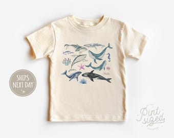 Retro Blue Sea Creatures Toddler Shirt - Cute Ocean Life