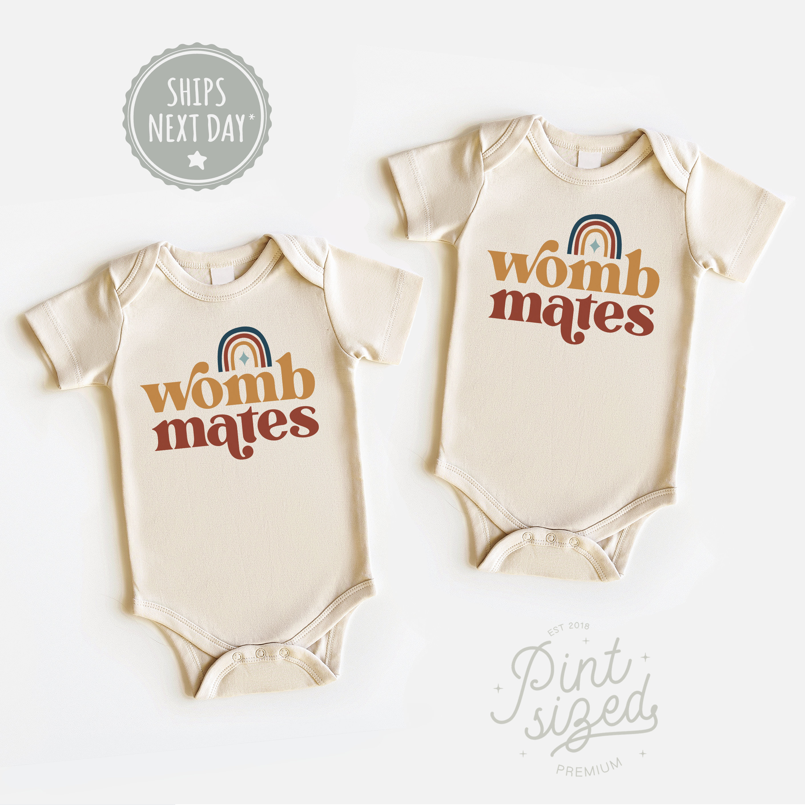 Discover Womb Mates Twin Onesies - Twin Baby Onesies Set -  Funny Best Friends Twin Bodysuit