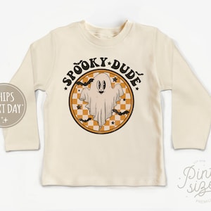 Spooky Dude Toddler Shirt - Retro Boys Halloween Kids Tee - Cute Natural Fall Toddler Tee