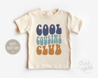 Cool Cousin Club Toddler Shirt - Retro Cousin Tee - Matching Natural Kids T Shirt