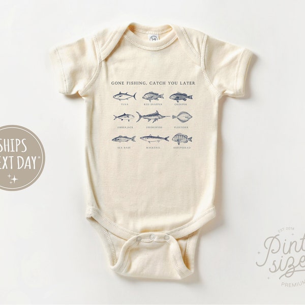 Cute Fishing Onesie® - Gone Fishing Baby Onesie® - Summer Fishing Bodysuit - Cute Natural Baby Onesie®