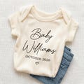Custom Announcement Baby Long Sleeve Romper Personalized Bodysuit Natural Coming Soon Onesie® Cute Baby Shower Romper Gift