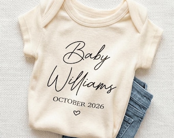 Mono de manga larga para bebé con anuncio personalizado, mono personalizado, mono natural para próximamente, lindo mono para baby shower, regalo