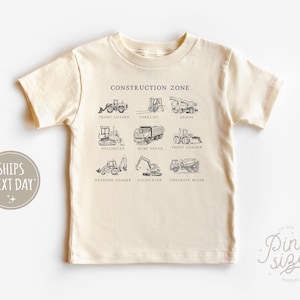 Construction Zone Toddler Shirt - Summer Trucks Kids Tee - Cute Natural Shirt