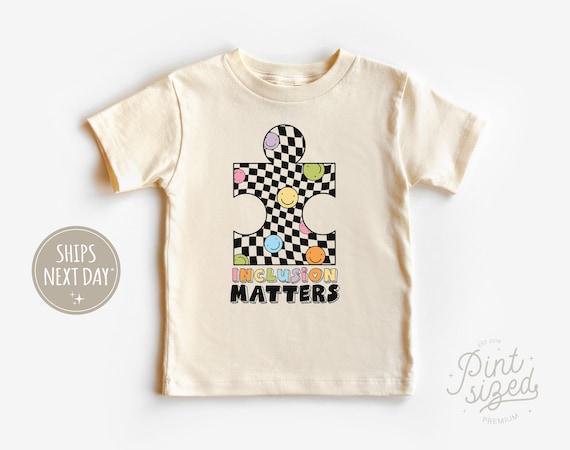 Inclusion Matters Toddler Shirt - Cute Autism Kids Tee - Retro Puzzle Piece Shirt
