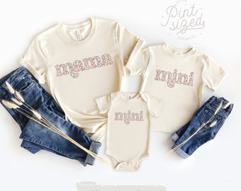 Mama and Mini Shirt Set - Floral Girl Mama T-Shirt - Mama's Mini Toddler Tee - Mommy and Daughter Matching Set - New Mom Shirt
