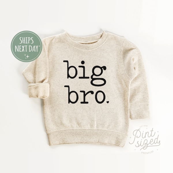 Big Bro Toddler Sweatshirt - Cute Vintage Kids Crew Neck - Natural Big Brother Toddler Pullover
