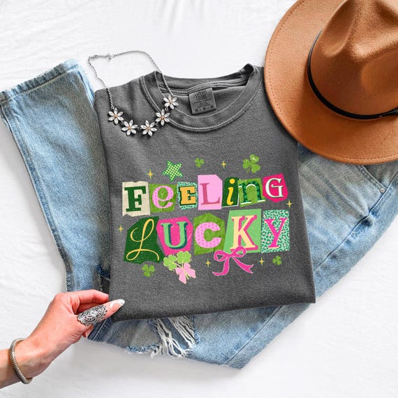 Feeling Lucky Shirt, St Patrick’s Day Shirt for Women, Girls Cute Aesthetic Tee, St Patricks Day Outfit, Comfort Colors