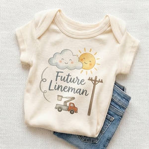 Future Lineman Baby Onesie - Cute Electrician Bucket Truck Bodysuit