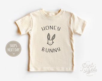 Chemise bébé lapin miel - T-shirt mignon de Pâques - Chemise enfant minimaliste lapin