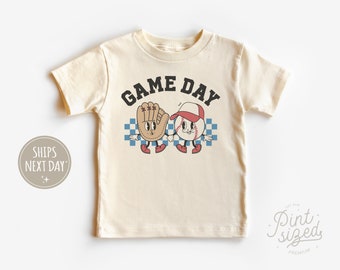 Game Day Toddler Shirt - Retro Baseball Tee - Cute Natural Kids Shirt