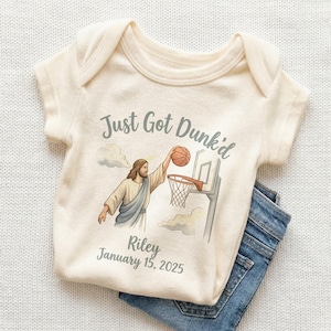 Personalized Just Got Dunk'd Baby Onesie - Custom Funny Baptism Gift Bodysuit