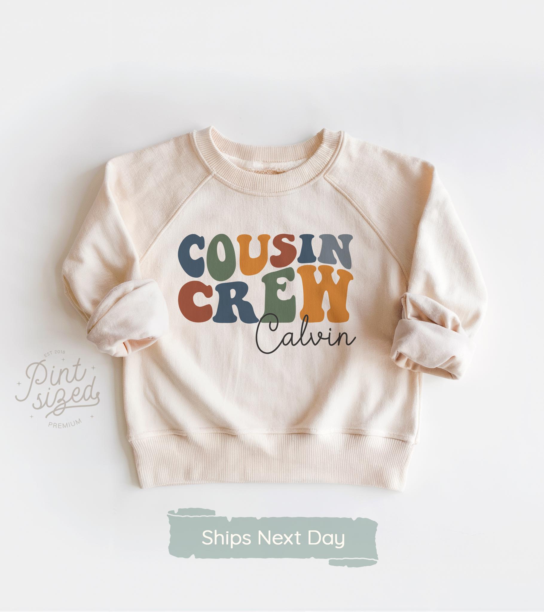 Personalized Cousin Crew Toddler SweatShirt Boho Retro Cousin Kids Natural Pullover Cute Cousin Name Natural Toddler Crewneck