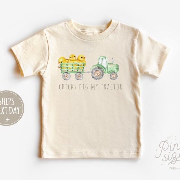 Boys Easter shirt - Chicks Dig My Tractor Easter Toddler Shirt - Funny Easter Tee - Natural Kids Shirt