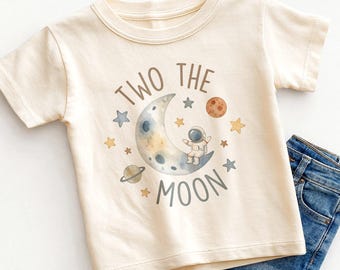 Two The Moon Kids Shirt - Cute Space 2nd Birthday Toddler Tee