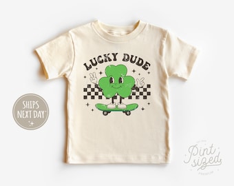 Lucky Dude Toddler Shirt - T-shirt rétro de la Saint-Patrick - Jolie chemise irlandaise naturelle pour enfants