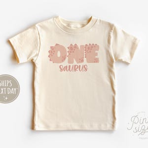 First Birthday Girl Dinosaur Shirt One Saurus Toddler Shirt Dinosaur 1st Birthday Kids Tee Boho Birthday Natural Shirt