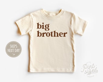 Big Brother Toddler Shirt - Cute Retro Kids Shirt - Natural Big Brother Gift - Pregnancy Announcement