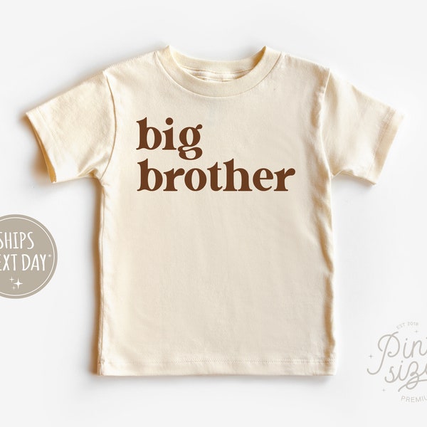 Big Brother Toddler Shirt - Cute Retro Kids Shirt - Natural Big Brother Gift - Pregnancy Announcement