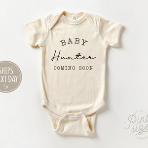 Personalized Announcement Baby Onesie® - Vintage Bodysuit - Natural Coming Soon Onesie®