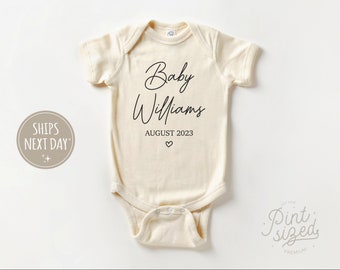 Custom Announcement Baby Onesie® - Personalized Bodysuit - Natural Coming Soon Onesie®